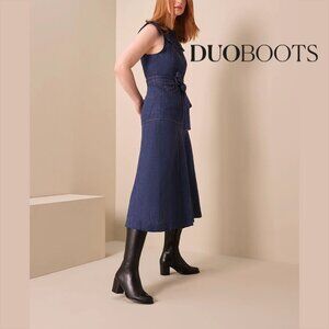 Duo Boots, Wide Calf / 44 cm,  Dalia Standard Knee High Boots, Black, Sz 6.5 US